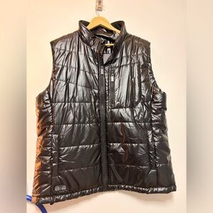 Men's Black Puffer Vest, Polyester, XL